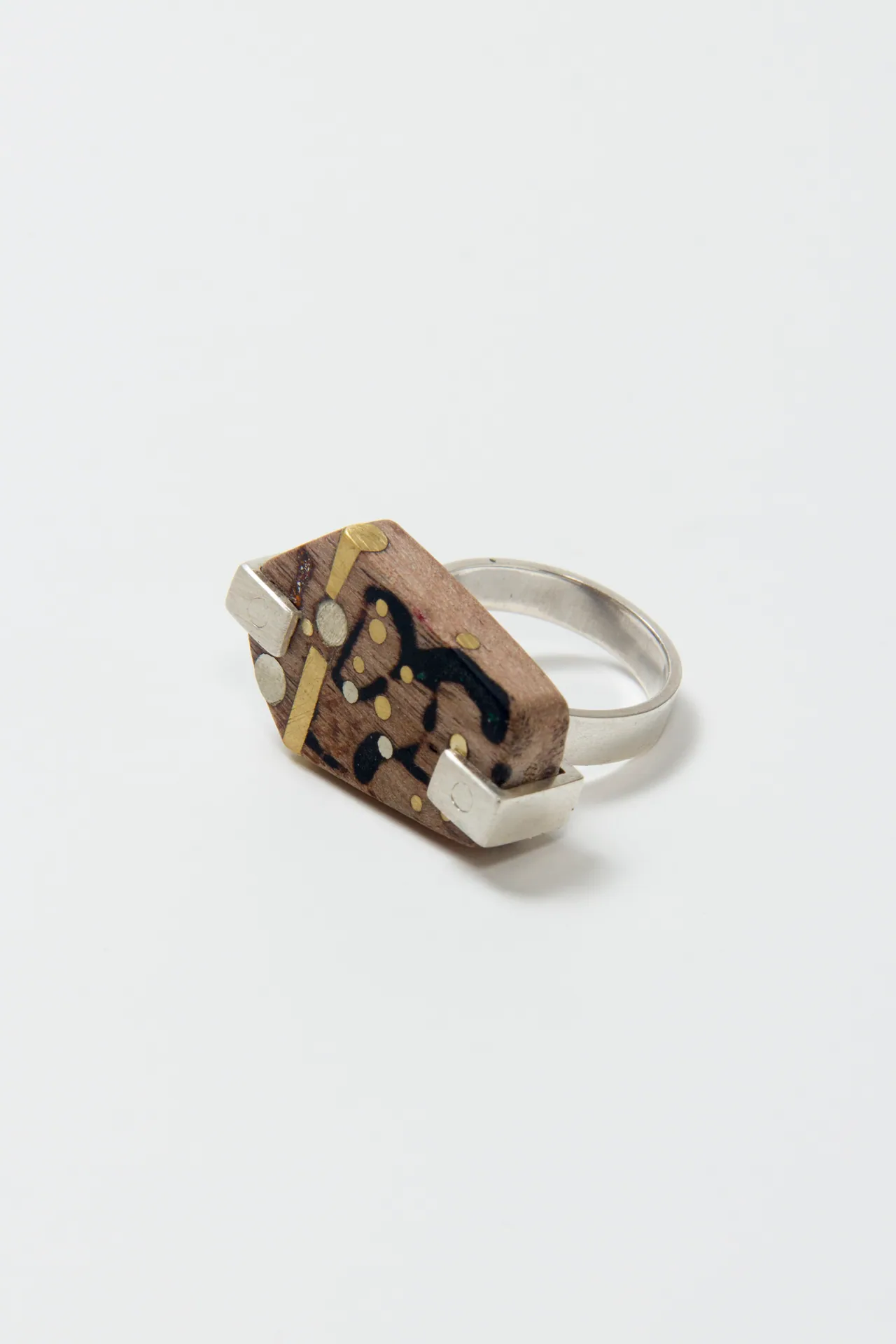 Ring V, Silver, Reused Wood